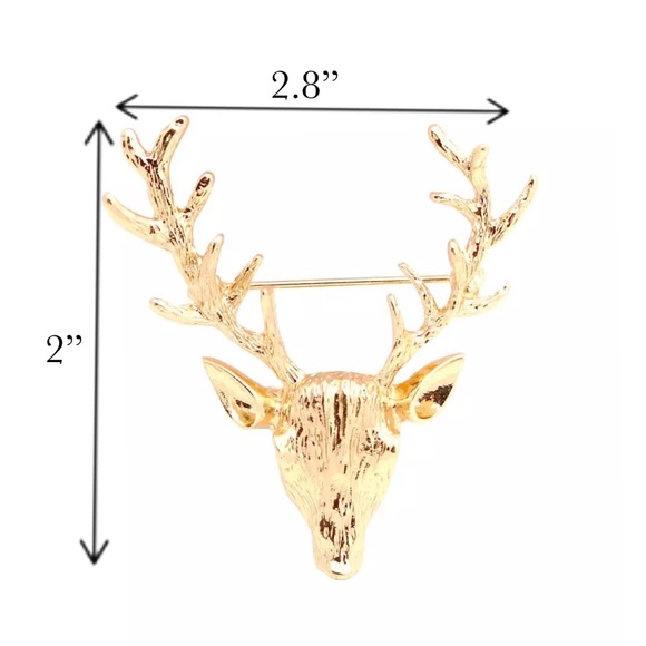 Gold Buck Deer Head Brooch Lapel Pin - Picture 16 of 16